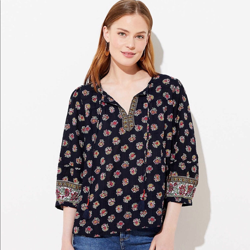NWT LOFT split neck boho blouse